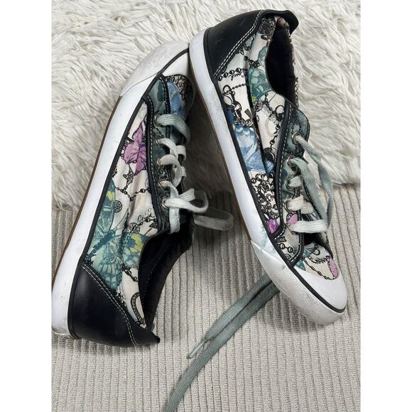 Coach Barrett Shoes Womens Size 8.5 Butterfly Print Leather Canvas Sneakers - Picture 3 of 10
